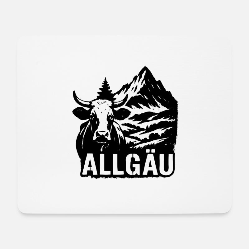 Allgauer Berge mit Kuh - Mousepad (Querformat) - Weiß