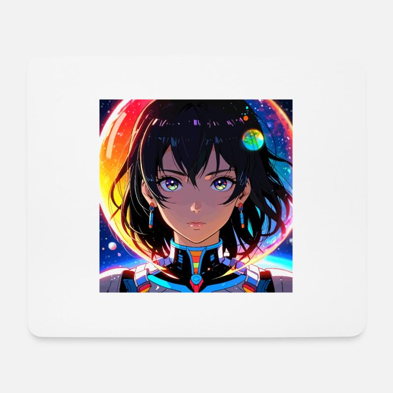 Fantastisches Mädchen im Weltraum - Mousepad (Querformat) - Weiß
