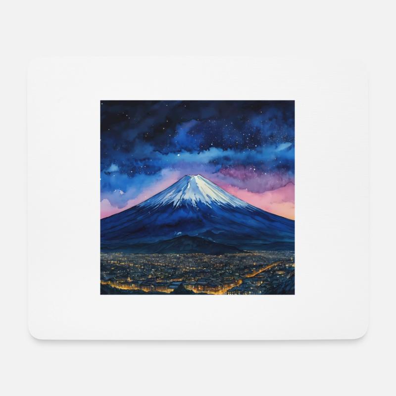 Sternennacht über Fuji - Mousepad (Querformat) - Weiß