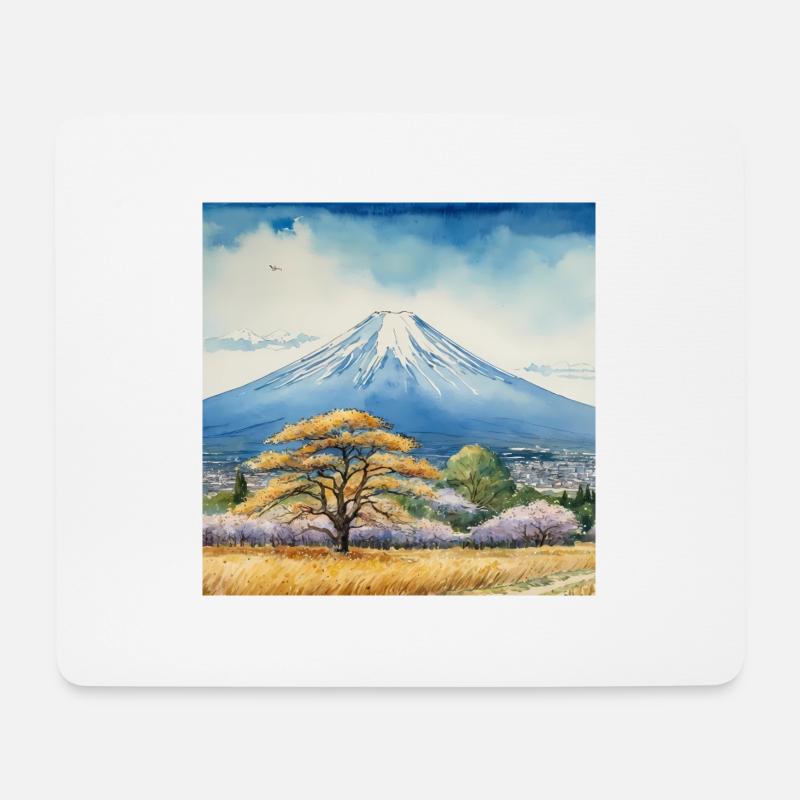 Frühlingsblick auf Fuji - Mousepad (Querformat) - Weiß
