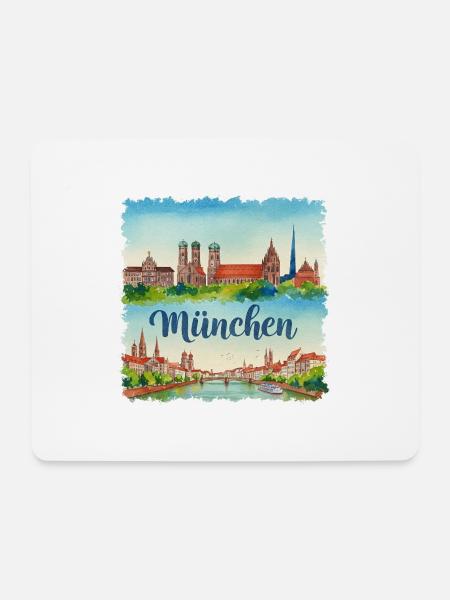 München Aquarell - Mousepad (Querformat) - Weiß