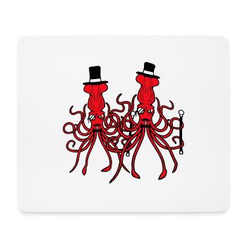 2 Kraken Mr. Sir Hat Monocle Lunettes Rich Friends - Tapis de souris (format paysage) - blanc - Devant