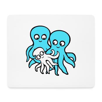 Pieuvre Maman Papa Enfant Bébé Mère Père Famille - Tapis de souris (format paysage) - blanc - Devant