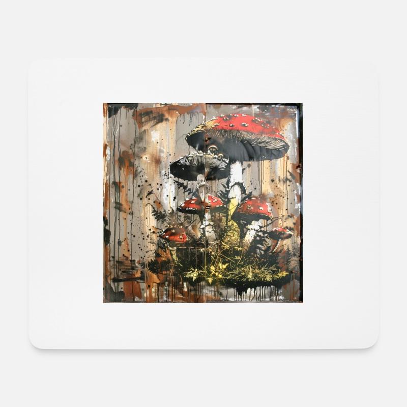 Graffiti, Toadstools, Mushrooms, Rust, Metal, Street Art - Mouse Pad (horizontal) - white