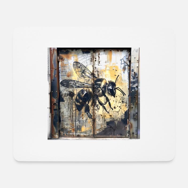 Lost Place einzel Biene fliegend Rost Metall urban - Mousepad (Querformat) - Weiß