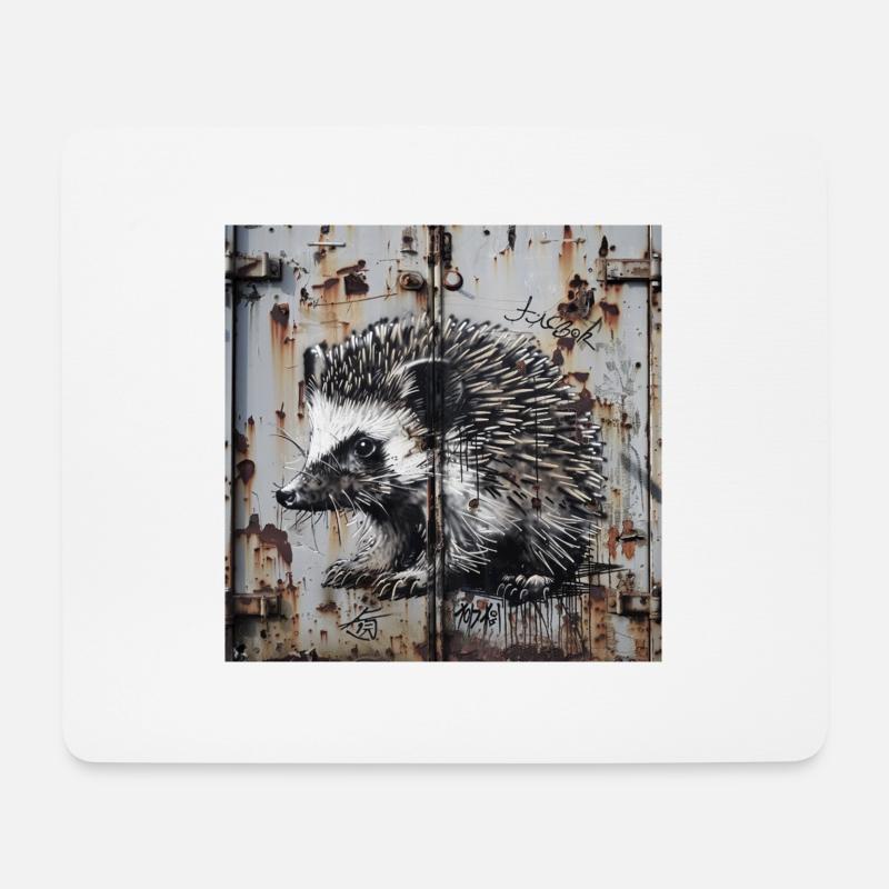 Graffiti Igel Rost Metal urban Streetart Container - Mousepad (Querformat) - Weiß