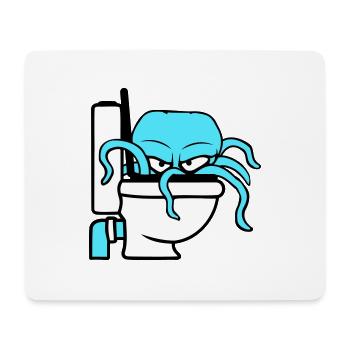 Octopus in Toilet Toilet Toilet Toilet Bowl Toilet Flush - Mouse Pad (horizontal) - white - Front