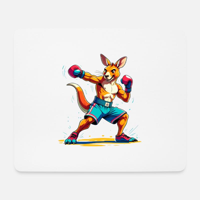 Känguru-Kickboxen - Mousepad (Querformat) - Weiß