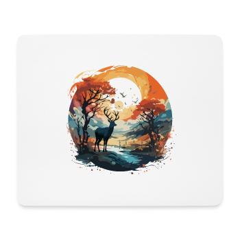 Deer in the Autumn Circle - Mouse Pad (horizontal) - white - Front