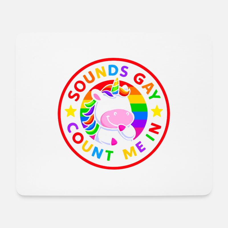 Süßes Einhorn "Klingt schwul, zähl mich dazu" - Mousepad (Querformat) - Weiß