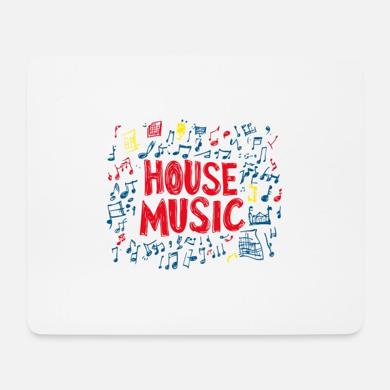 House Music Design mit Noten. - Mousepad (Querformat) - Weiß