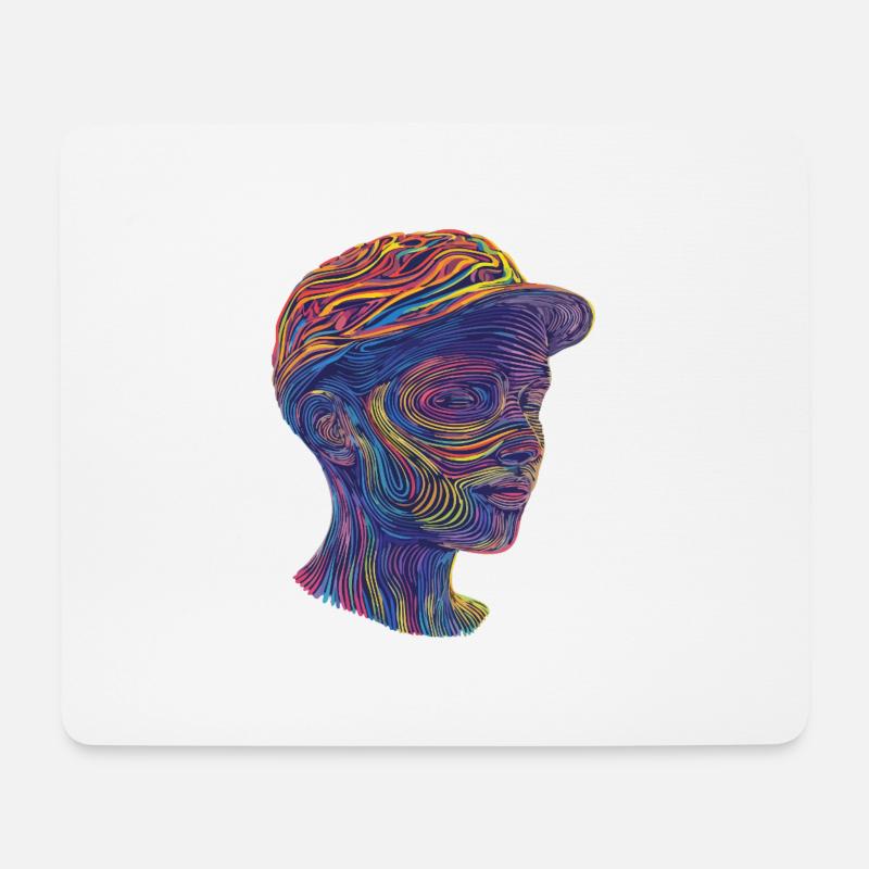 Abstraktes Porträt mit bunten Linien. - Mousepad (Querformat) - Weiß