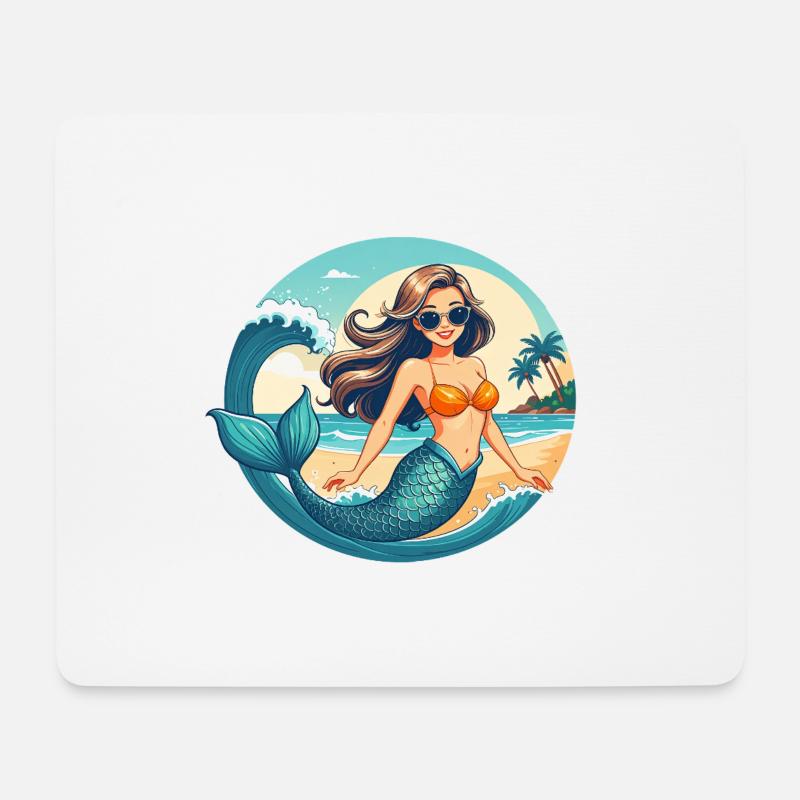 Mermaid Beach Vibes Meerjungfrau am Strand - Mousepad (Querformat) - Weiß