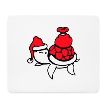 Tortue d’eau Père Noël Noël mignon - Tapis de souris (format paysage) - blanc - Devant
