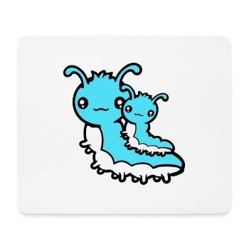 2 Chenille Famille Maman Papa Enfant Bébé Père Mère - Tapis de souris (format paysage) - blanc - Devant