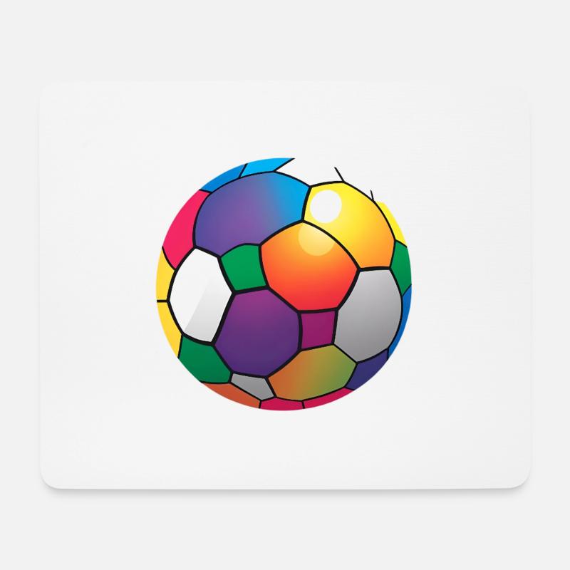 Bunt Fußball Farbenfroh Regenbogen - Mousepad (Querformat) - Weiß