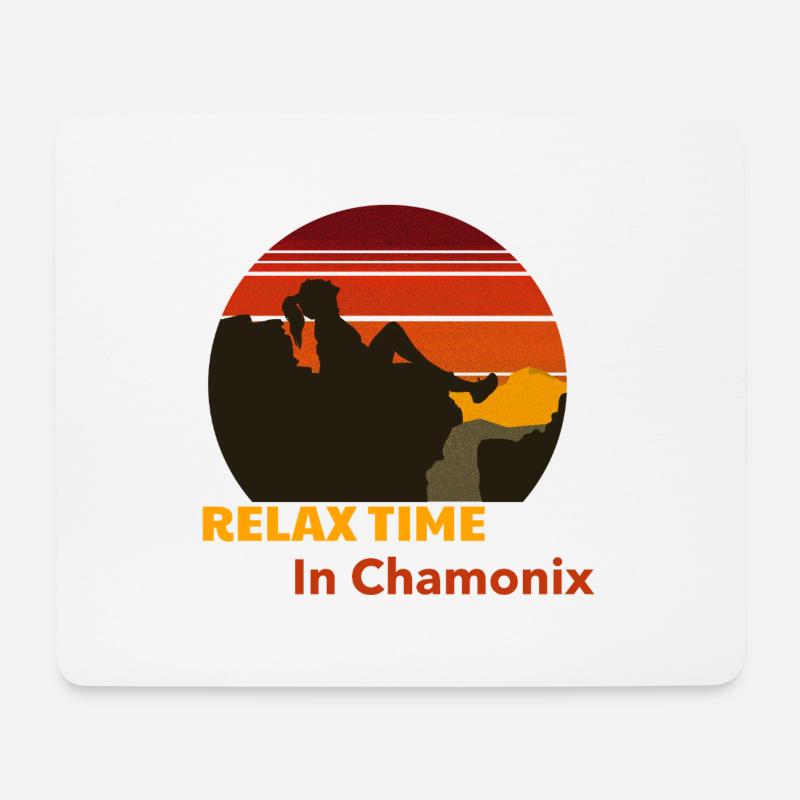 Sonnenuntergang in Chamonix - Mousepad (Querformat) - Weiß