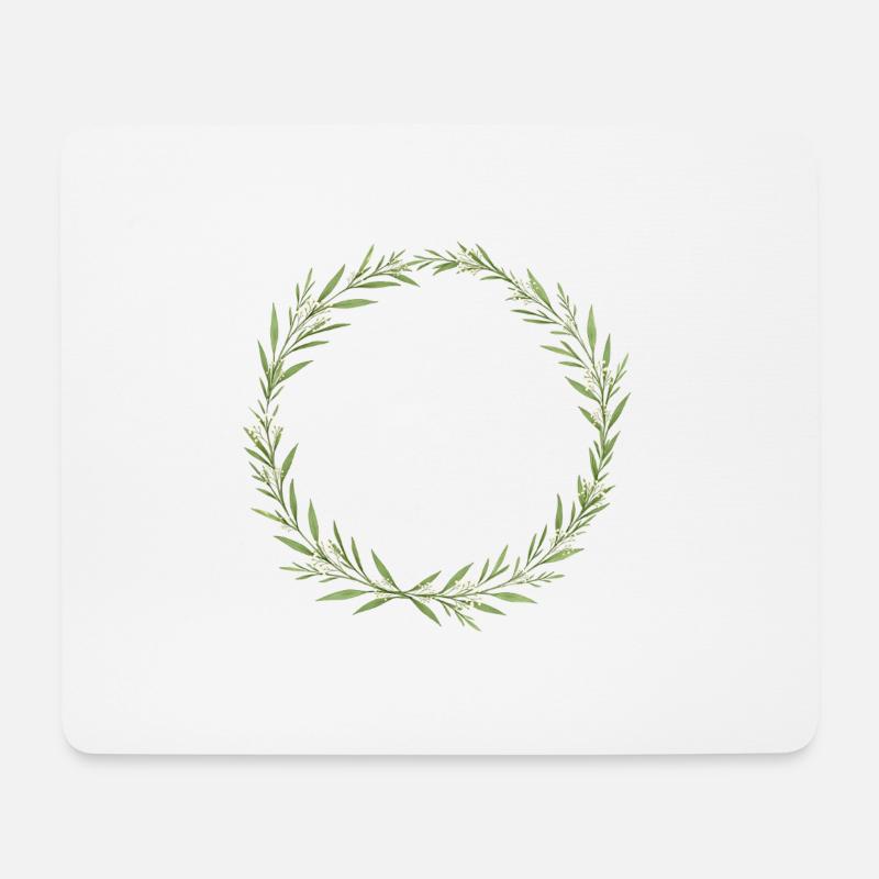 Eukalpytus Kranz - personalisierbar - Mousepad (Querformat) - Weiß