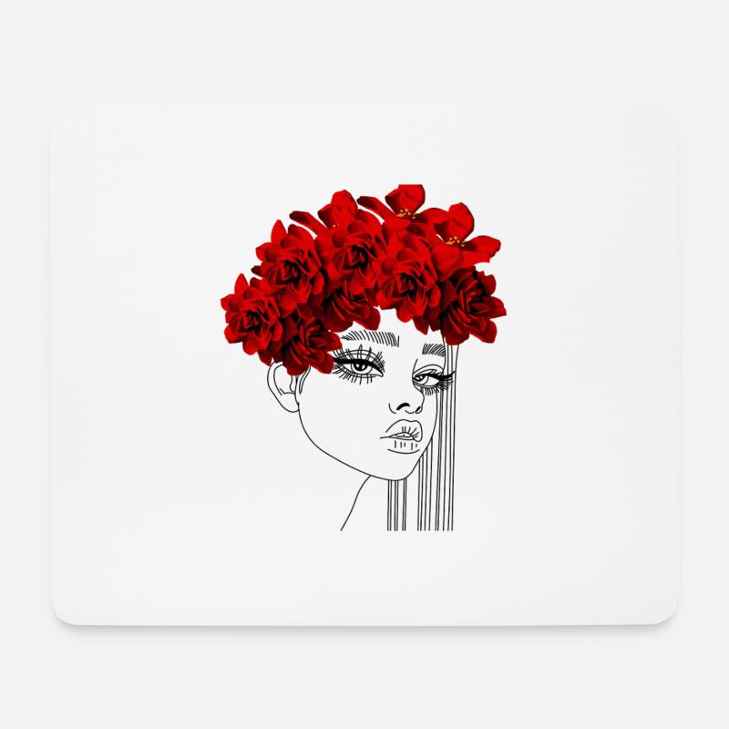 Eleganter roter Rosenkranz - Mousepad (Querformat) - Weiß