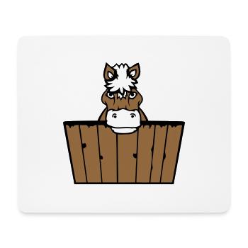 cheval caché derrière la clôture mur en bois porte d’écurie - Tapis de souris (format paysage) - blanc - Devant