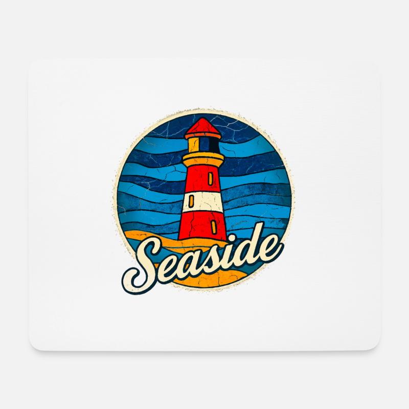 Leuchtturm Seaside Vintage - Mousepad (Querformat) - Weiß
