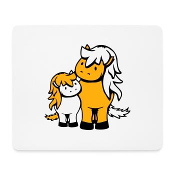 2 Mignon Chevaux Enfant Famille Maman Papa Maman Père - Tapis de souris (format paysage) - blanc - Devant