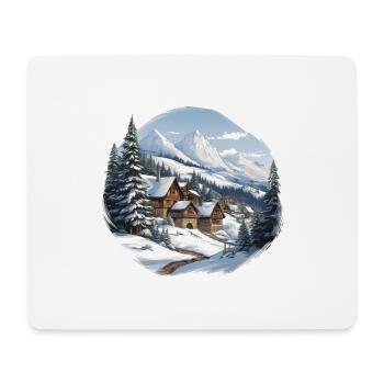 Alpine huts in winter panorama - Mouse Pad (horizontal) - white - Front
