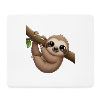 Cute sloth with branch - Mouse Pad (horizontal) - white - Front