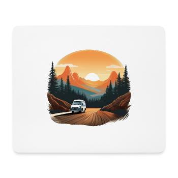 Adventure in the mountains with van at sunrise - Mouse Pad (horizontal) - white - Front