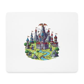 Mittelalterliche Zauberschloss Illustration - Mousepad (Querformat) - Weiß - Vorne