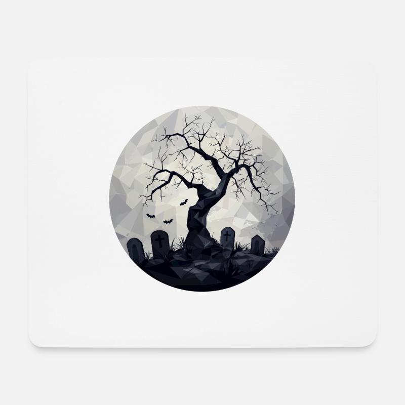 Dunkle Geisterbäume mit Friedhof - Mousepad (Querformat) - Weiß