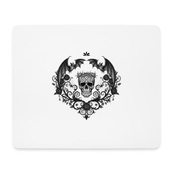 Düstere Gothic Totenkopf mit Fledermäusen - Mousepad (Querformat) - Weiß - Vorne