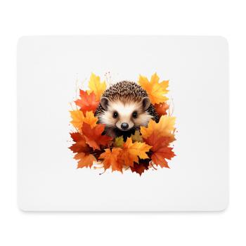 Herbstlicher Igel im Laub - Mousepad (Querformat) - Weiß - Vorne