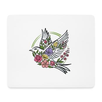Blooming dove in flower wreath - Mouse Pad (horizontal) - white - Front