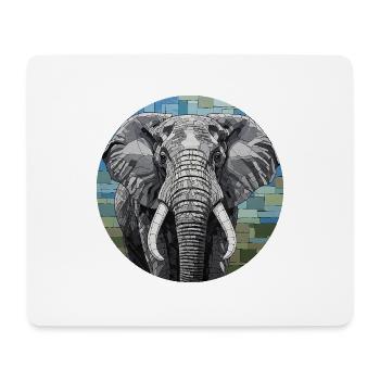 Mosaic Elephant Art Portrait - Mouse Pad (horizontal) - white - Front