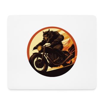 Werewolf Motorcycle Flame Circle - Mouse Pad (horizontal) - white - Front