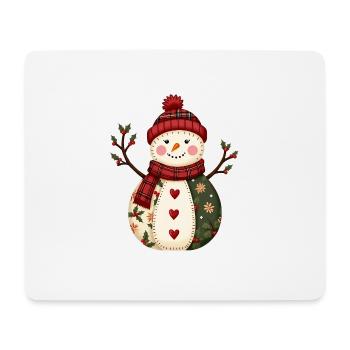 Schneemann Weihnachtszauber Patchwork - Mousepad (Querformat) - Weiß - Vorne