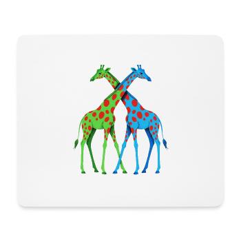 Neon Giraffes Duo Blue Green Polka Dot and in Love - Mouse Pad (horizontal) - white - Front