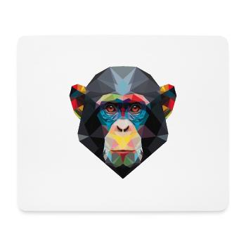 Geometrischer Affenporträt Regenbogen Low Poly Art - Mousepad (Querformat) - Weiß - Vorne
