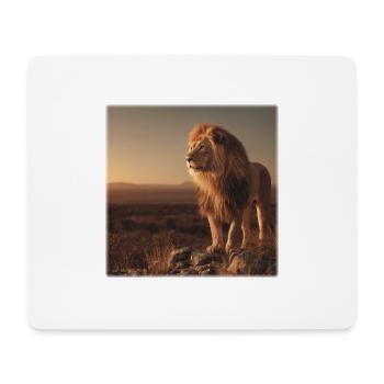 Majestätisch im Abendlicht, der Löwenkönig  - Mousepad (Querformat) - Weiß - Vorne