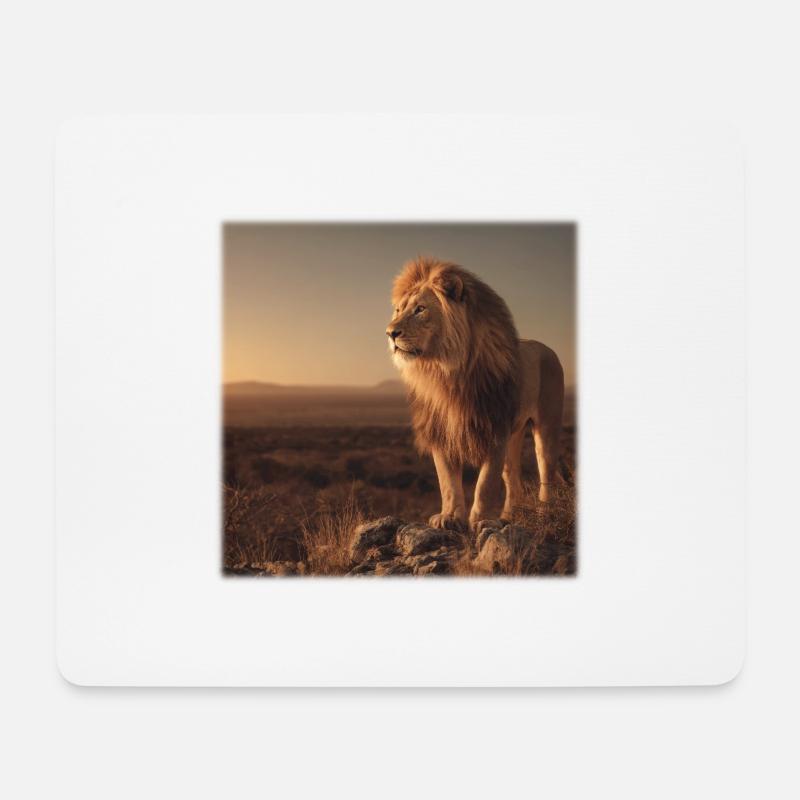 Majestätisch im Abendlicht, der Löwenkönig  - Mousepad (Querformat) - Weiß