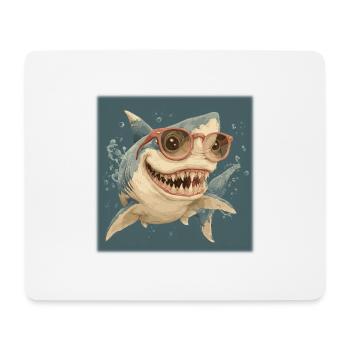 Coolest shark with sunglasses – holiday vibes! - Mouse Pad (horizontal) - white - Front