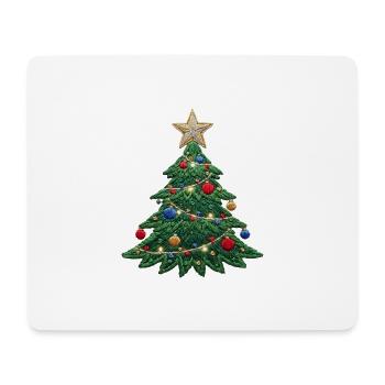 Bestickter Weihnachtsbaum – Weihnachtsdesign (gedruckt) - Mousepad (Querformat) - Weiß - Vorne