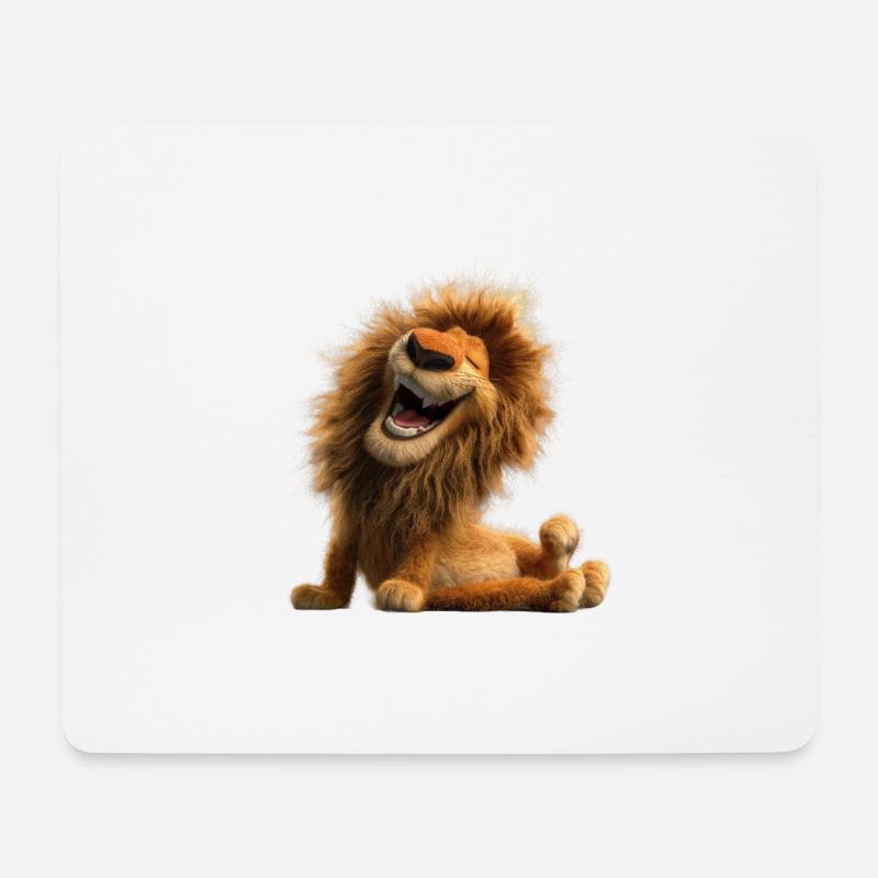 Lachender Löwe Lustig Fröhlich Humor Wildkatze - Mousepad (Querformat) - Weiß