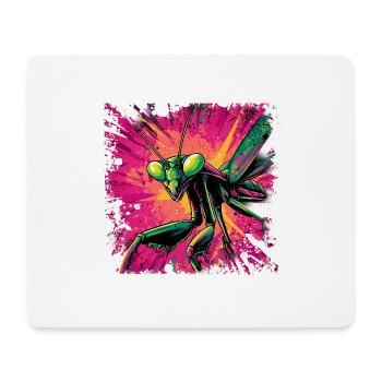 Praying Mantis Pop Art Street Art Neon Colorful - Mouse Pad (horizontal) - white - Front