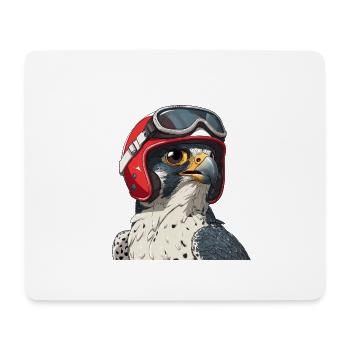 Falcon with Motorcycle Racing Helmet Vintage Bird of Prey - Mouse Pad (horizontal) - white - Front