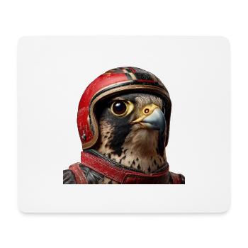 Falcon with Racing Helmet Vintage Motorcycle Bird of Prey - Mouse Pad (horizontal) - white - Front