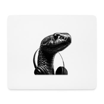 Schwarze Mamba Schlange mit Kopfhörern – Dark Art - Mouse Pad (horizontal) - white - Front