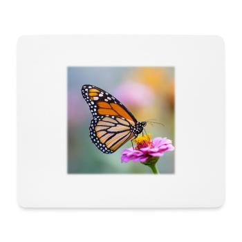 Papillon monarque sur Verbena Macro - Tapis de souris (format paysage) - blanc - Devant