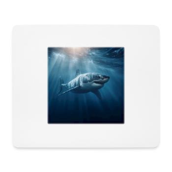 Great White Shark in Sunlight Design Ocean - Mouse Pad (horizontal) - white - Front